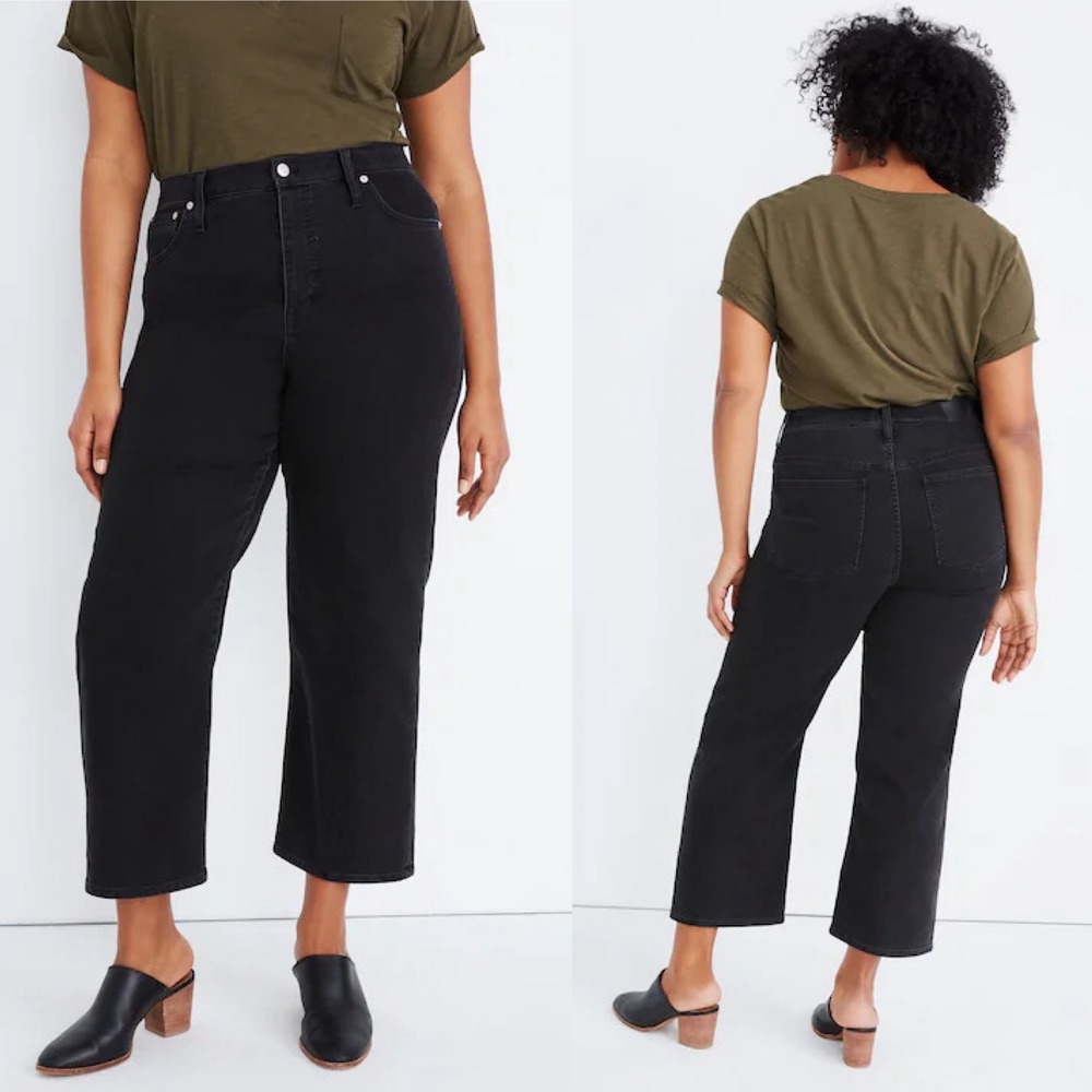Madewell Slim Wide-Leg Crop‎ Jeans Black High Rise Size 30